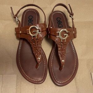 GBG Los Angeles Tan Braided Sandals